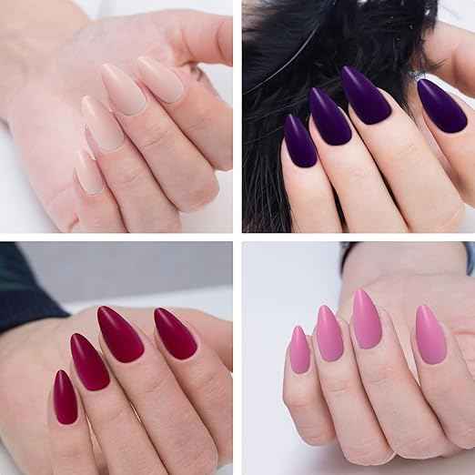 576 Pieces Matt Almond Nails for Gluing Medium, 24 Colours Plain Press On Nails Short, Reusable Artificial Nails Fake Nails with Nail File, Oval Fingernails Artificial Nails for Women